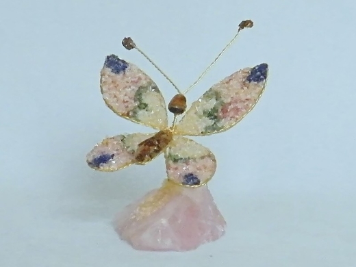 Schmetterling (± 8 cm) mit Lapislazuli, Rosenquarz, Türkis